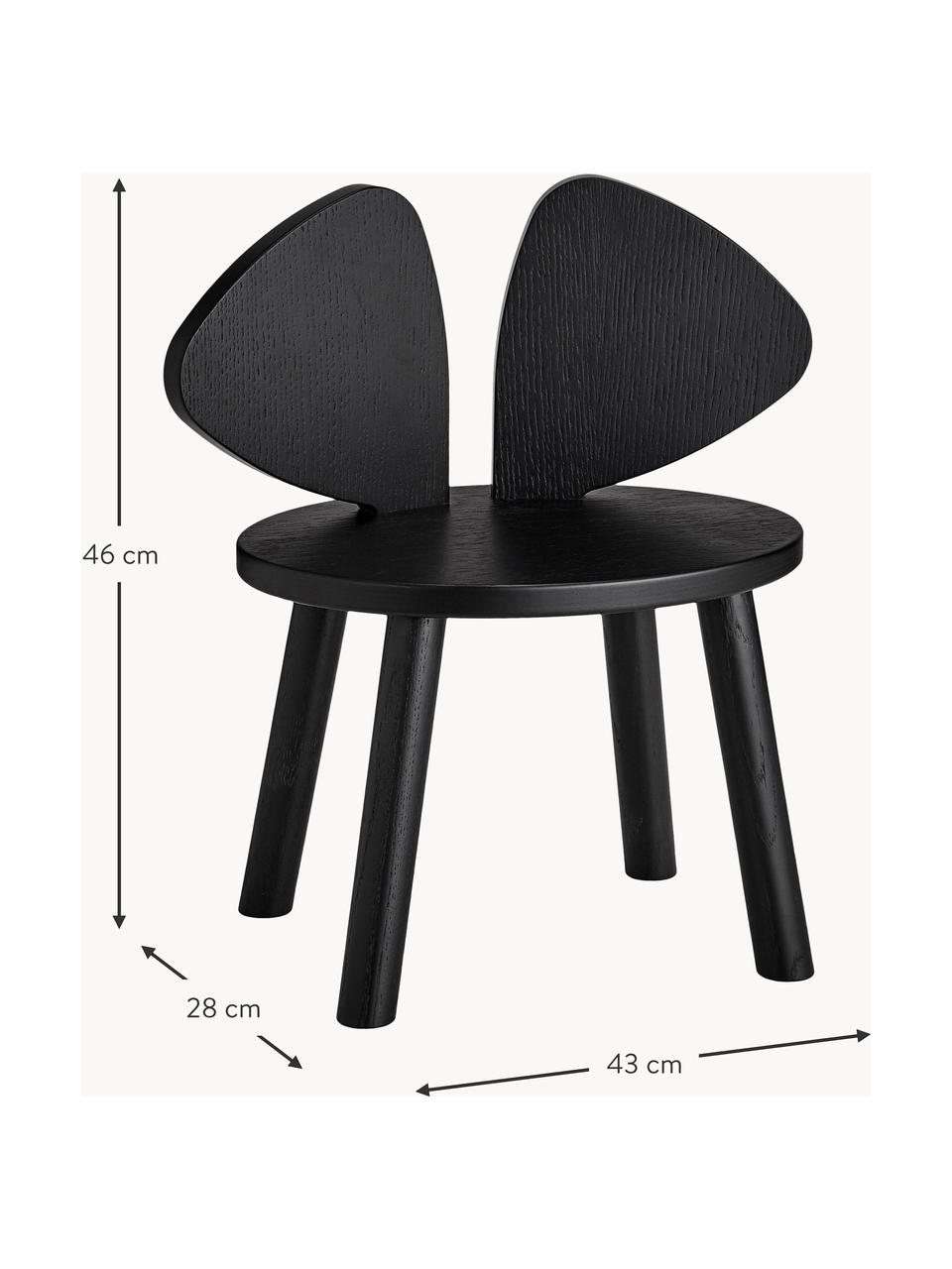 Silla infantil de madera Mouse, Chapa de madera de roble barnizada

Este producto está hecho de madera de origen sostenible y con certificación FSC®., Negro, An 43 x F 28 cm