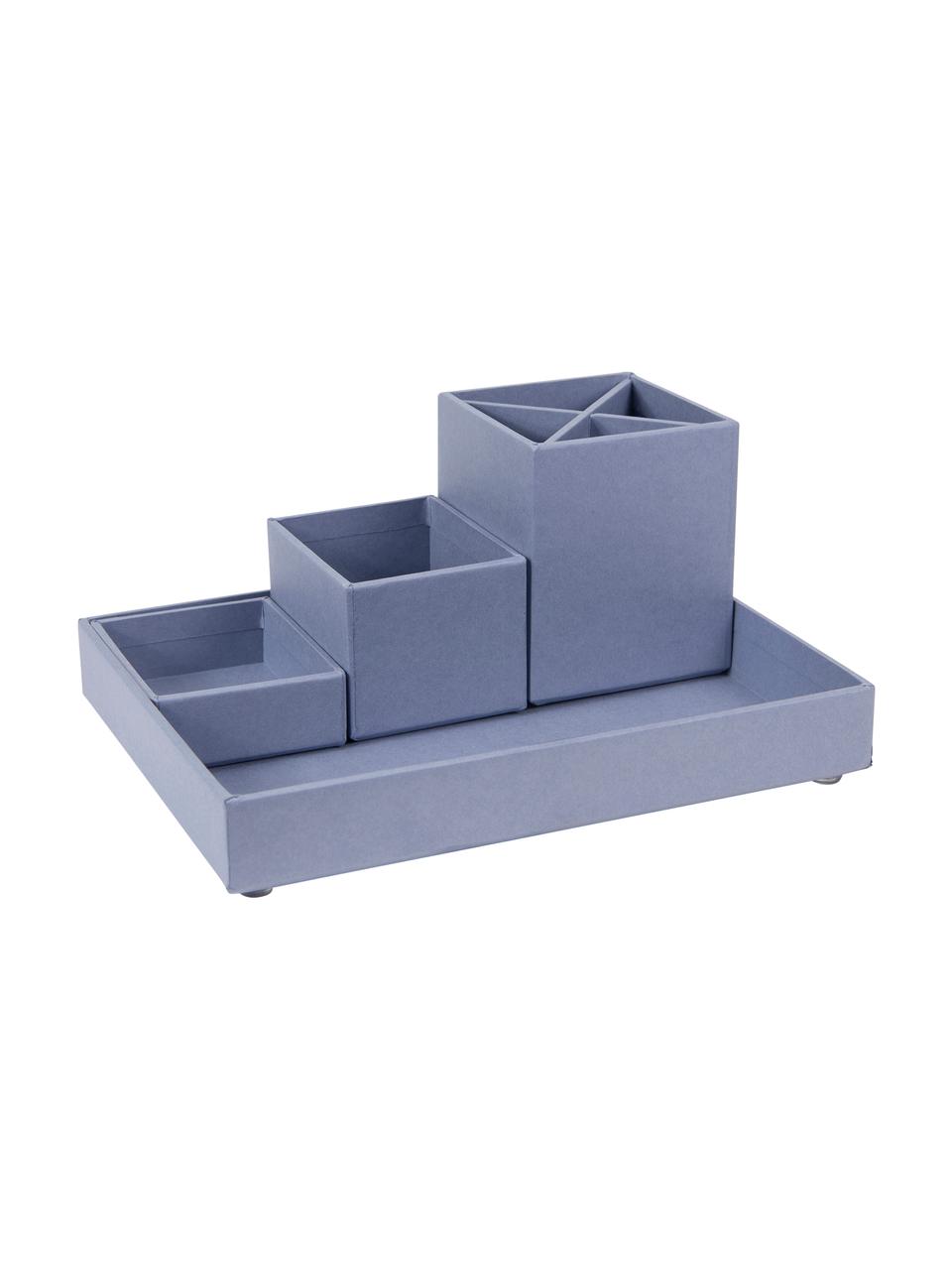 Set organizer da ufficio Lena 4 pz, Solido, cartone laminato, Grigio-blu, Set in varie misure