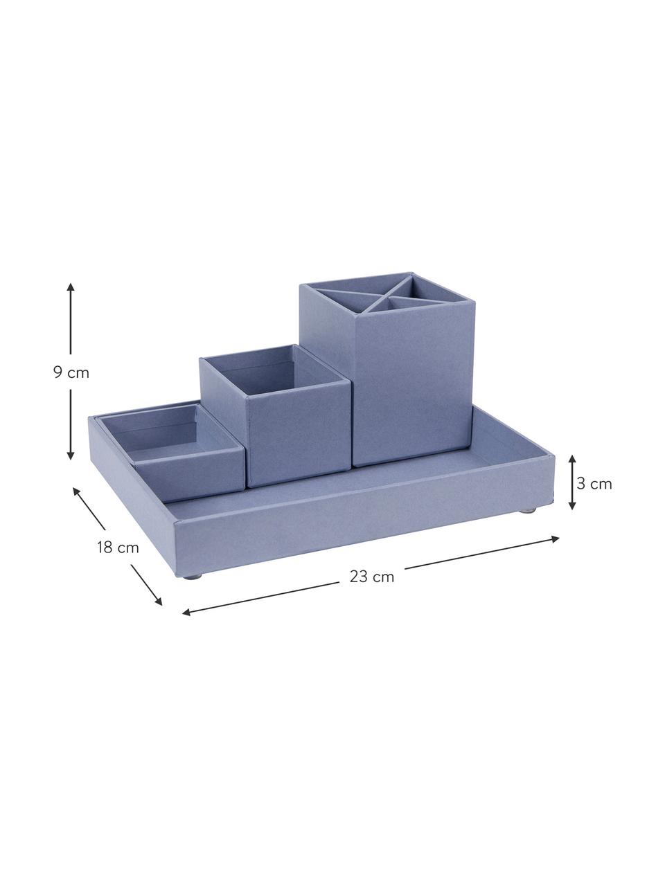 Set organizer da ufficio Lena 4 pz, Solido, cartone laminato, Grigio-blu, Set in varie misure