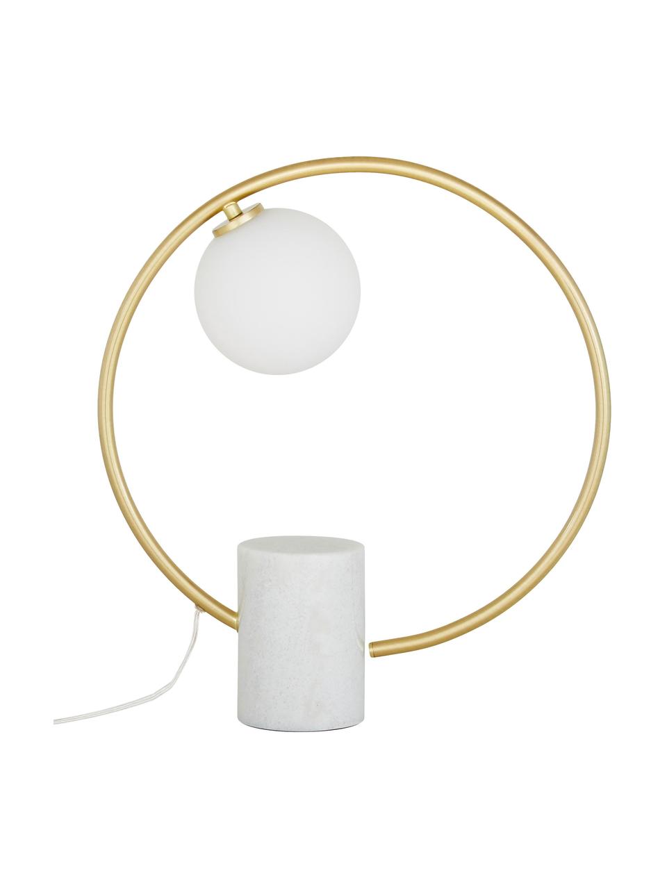 Stolní lampa s mramorovou podstavou Soho, Bílá, mosazná, Š 40 cm, V 42 cm