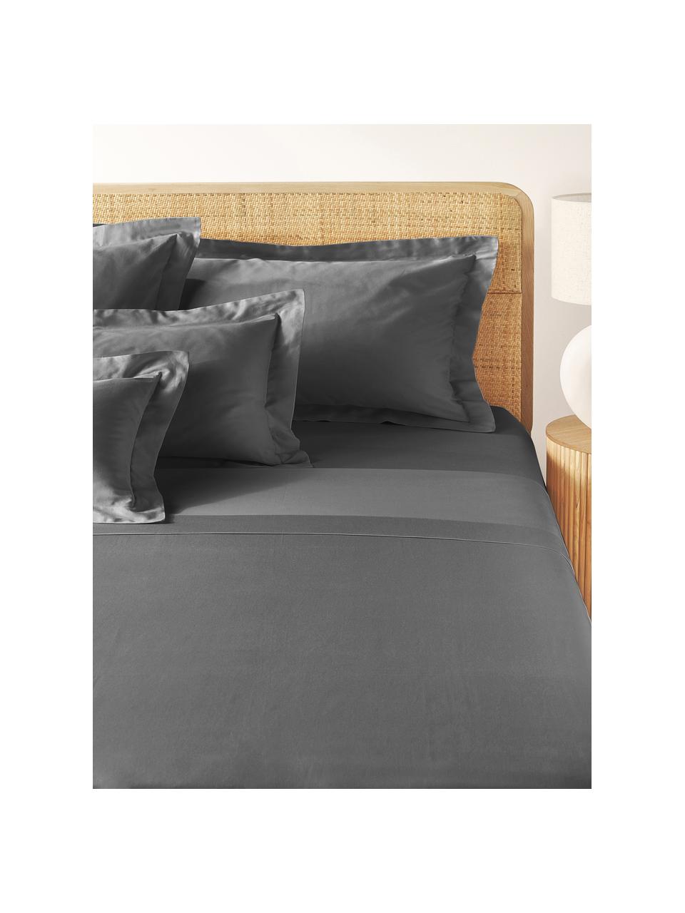 Katoensatijnen laken Premium, Weeftechniek: satijn Draaddichtheid 400, Donkergrijs, B 240 x L 280 cm