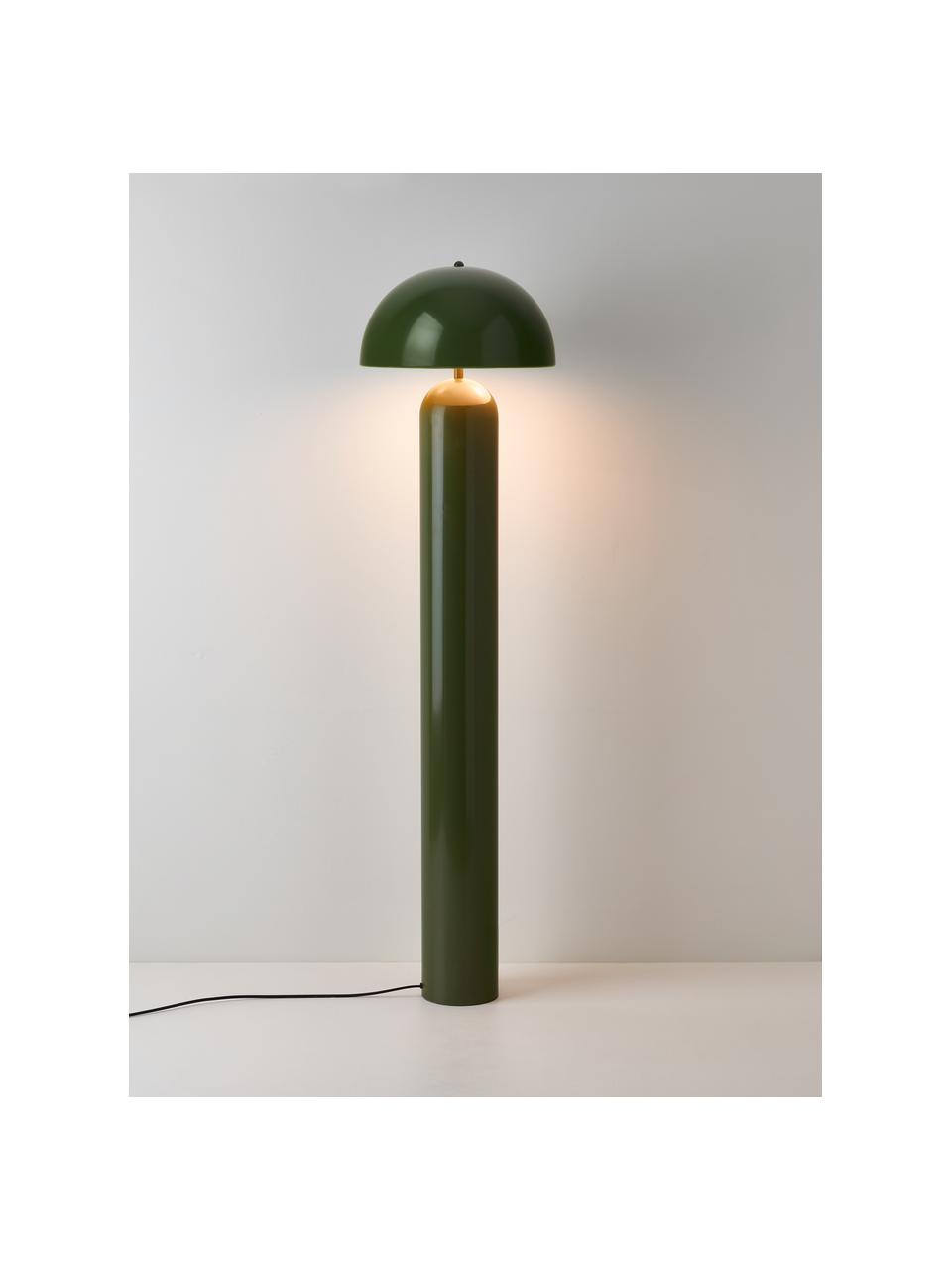 Retro-Stehlampe Walter, Grün, glänzend, H 149 cm