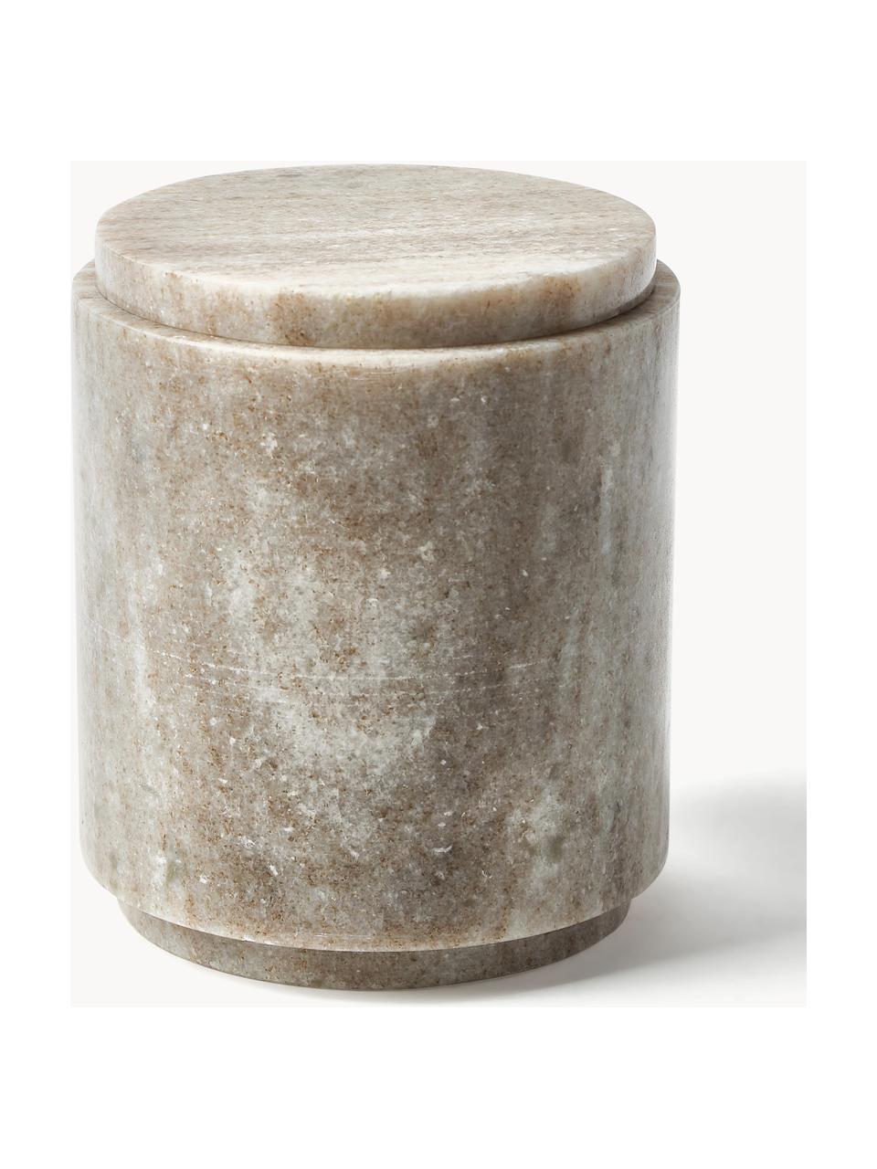 Marmeren opbergpot Simba, H 14 cm, Marmer, Beige, gemarmerd, Ø 12 x H 14 cm