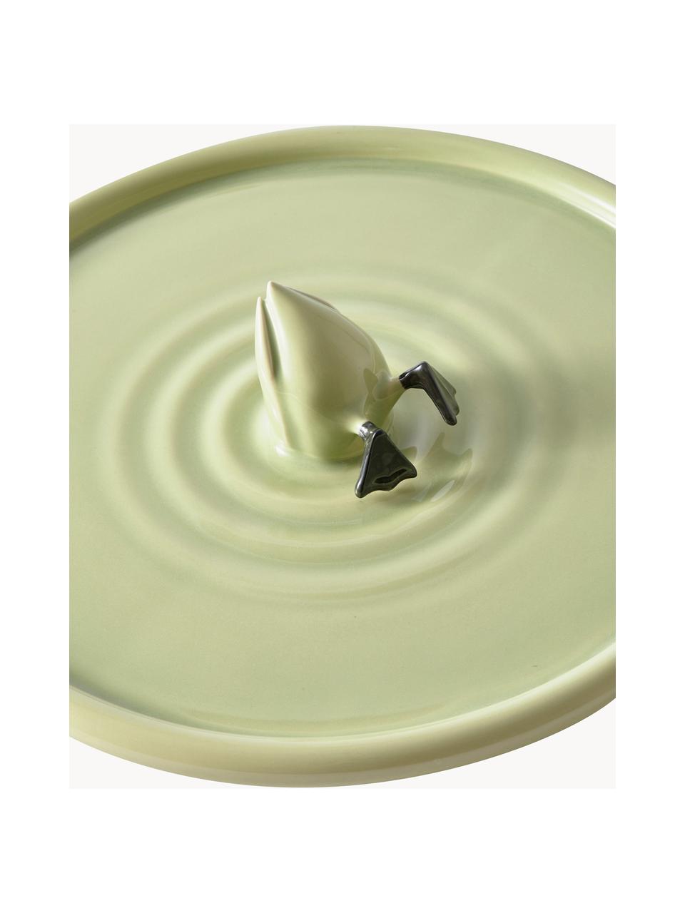 Handgefertigte Keramik-Servierplatte Diving Duck, Keramik, Grüntöne, Ø 40 cm
