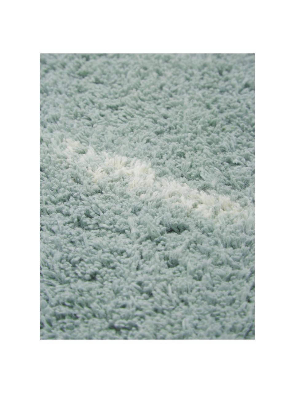 Alfombra artesanal de algodón con flecos Asisa, Verde salvia y beige, An 200 x L 300 cm (Tamaño L)