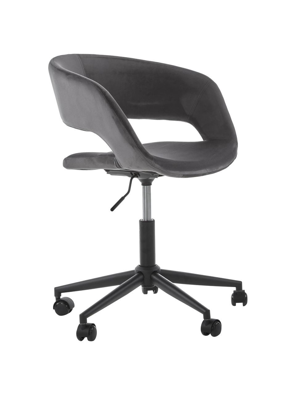 Sedia girevole in velluto Grace, regolabile in altezza, Rivestimento: poliestere 25.000 cicli d, Struttura: metallo, verniciato a pol, Velluto grigio scuro, Larg. 56 x Prof. 54 cm