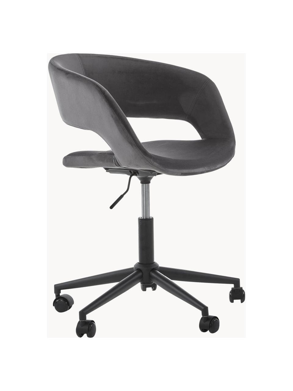 Zamatová otočná kancelárska  stolička Grace, Zamatová tmavosivá, Š 56 x H 54 cm