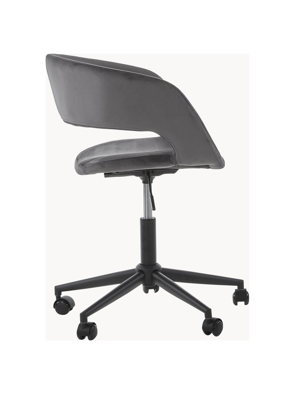 Zamatová otočná kancelárska  stolička Grace, Zamatová tmavosivá, Š 56 x H 54 cm