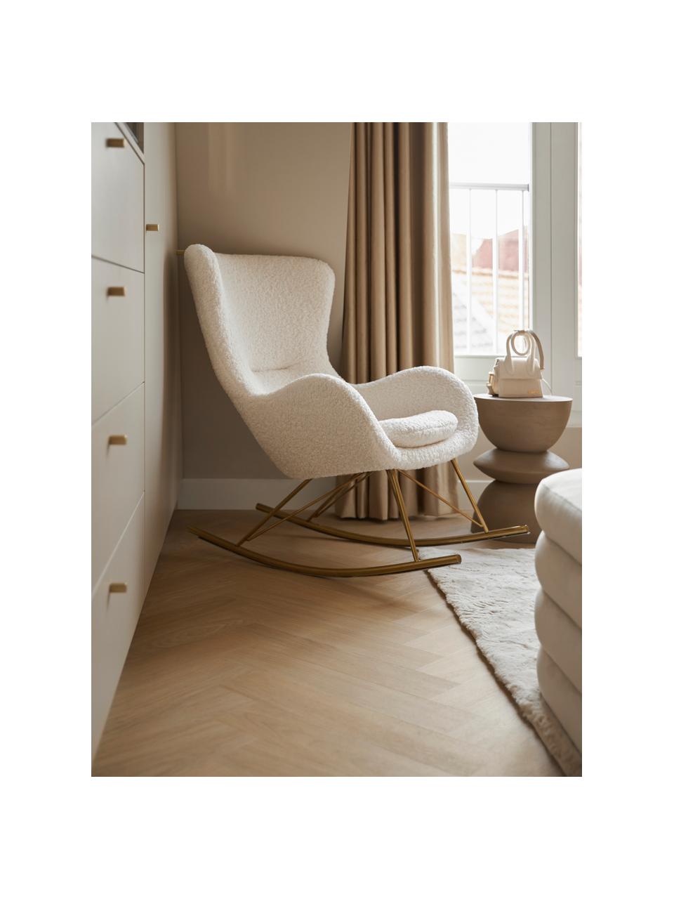 Plyšová hojdacia stolička Wing, Plyšová krémovobiela, odtiene zlatej, Š 77 x H 109 cm