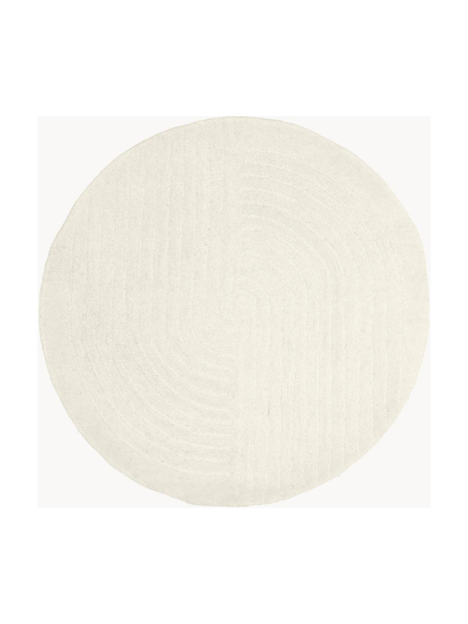 Okrúhly ručne tuftovaný vlnený koberec Mason, Krémovobiela, Ø 120 cm (veľkosť S)