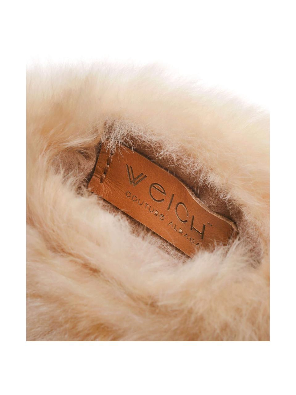 Bolsa de agua caliente artesanal de piel de alpaca Calmo, 600 ml, Funda: piel de alpaca, Interior: termoplástico, Beige, Cama 80 cm (135 x 200 cm)