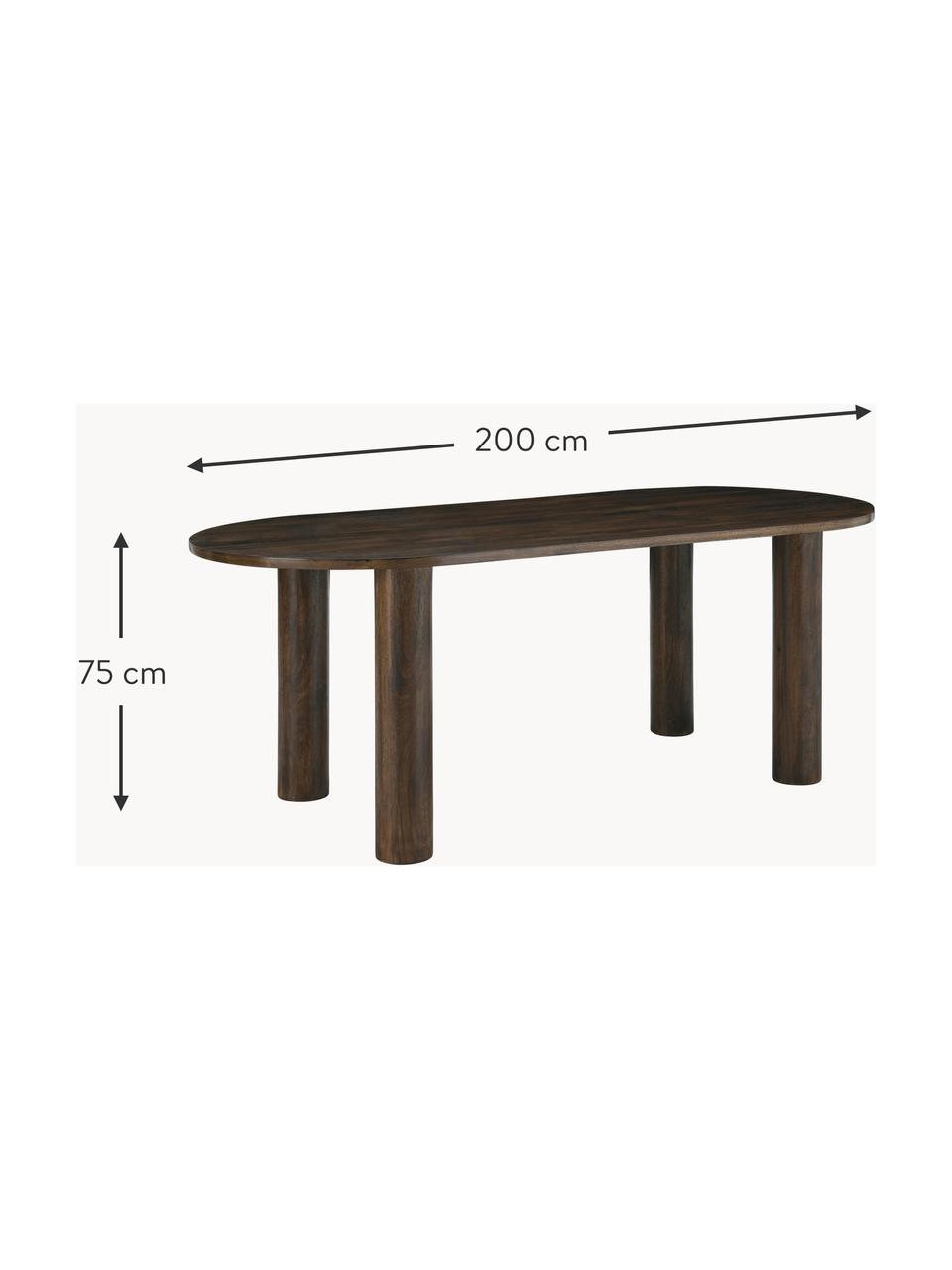 Tavolo ovale in legno di mango Grow, Legno di mango verniciato, Legno di mango, opaco verniciato, Larg. 200 x Prof. 90 cm