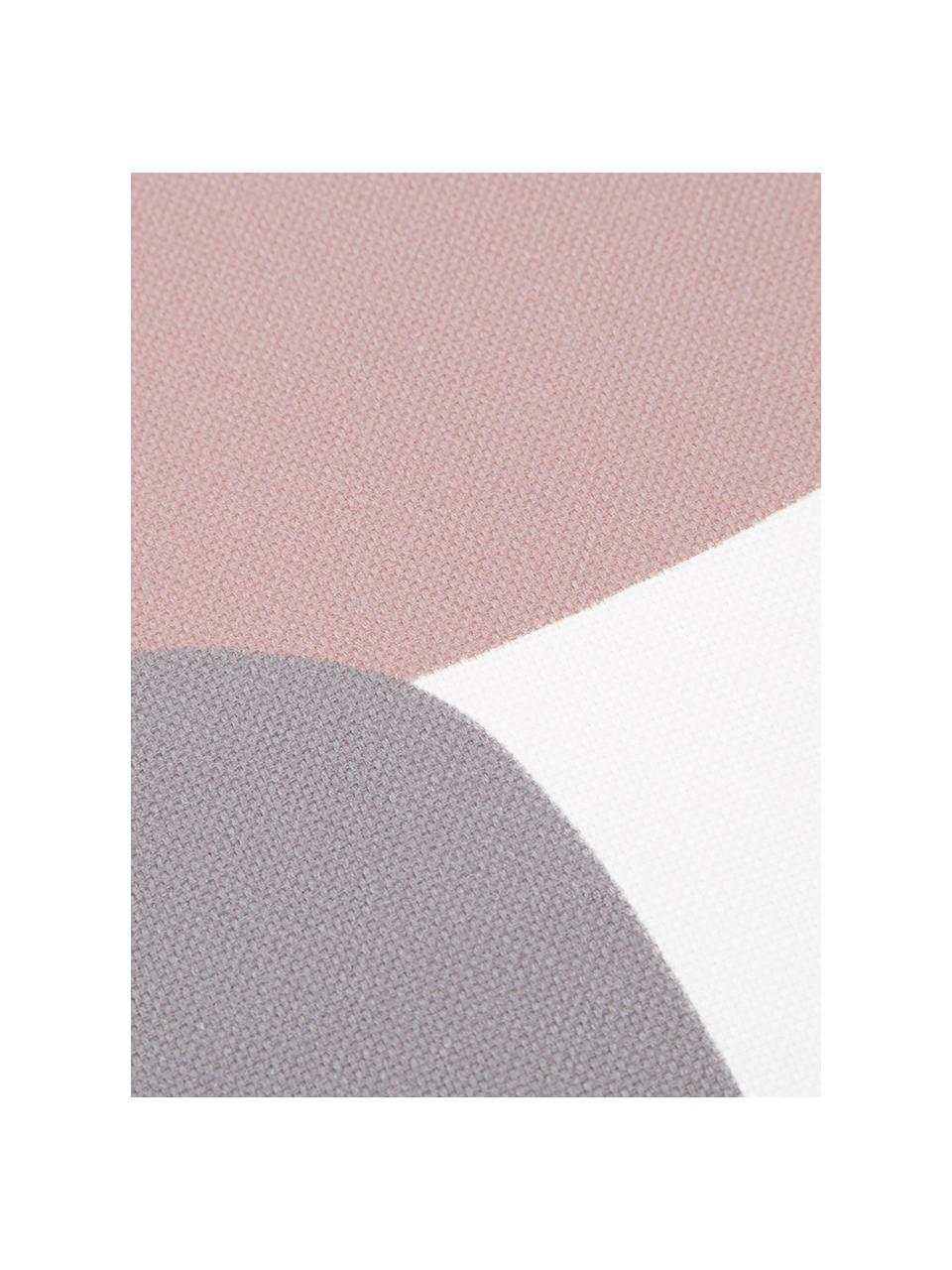 Kissenhülle Line mit geometrischen Formen, Webart: Panama, Weiß, Grau, Rosa, Dunkelrot, Orange, Dunkelblau, 40 x 40 cm