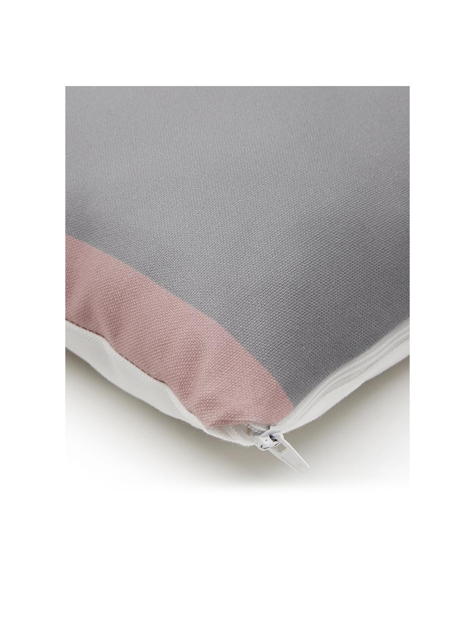 Federa arredo con forme geometriche Line, Tessuto: Panama, Bianco, grigio, rosa, rosso scuro, arancione, blu scuro, Larg. 40 x Lung. 40 cm