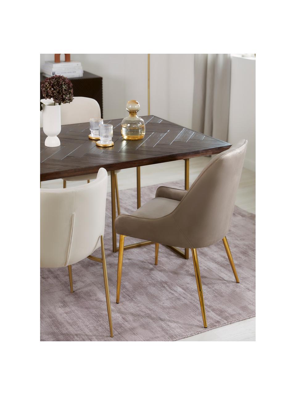 Chaise velours rembourré Ava, Velours taupe, larg. 53 x prof. 60 cm