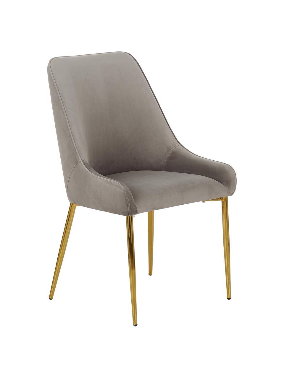 Fluwelen stoel Ava, Bekleding: fluweel (100% polyester), Poten: gegalvaniseerd metaal, Fluweel taupe, B 53 x D 60 cm