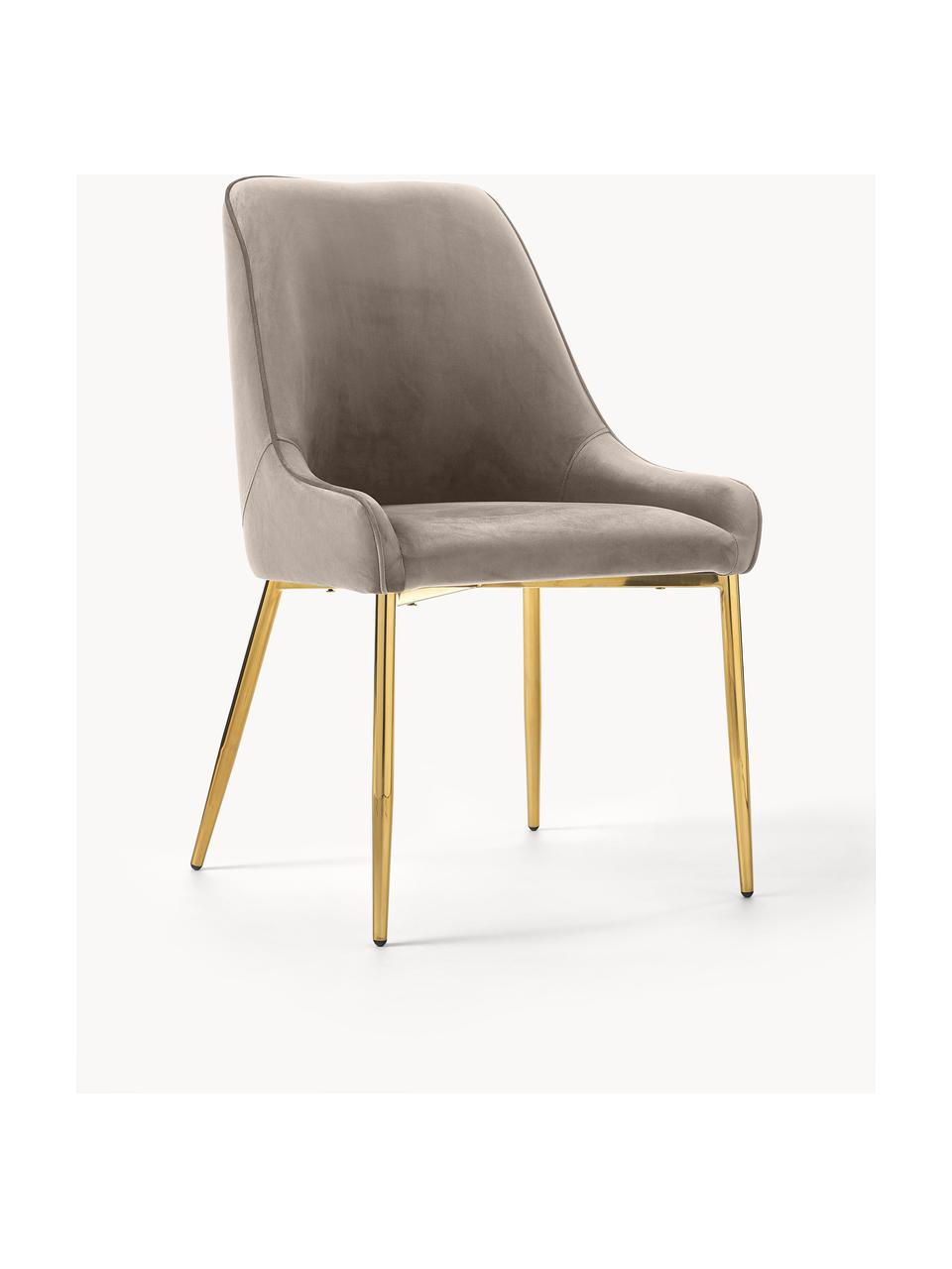 Fluwelen stoel Ava, Bekleding: fluweel (100% polyester) , Poten: gegalvaniseerd metaal, Fluweel taupe, B 53 x D 60 cm