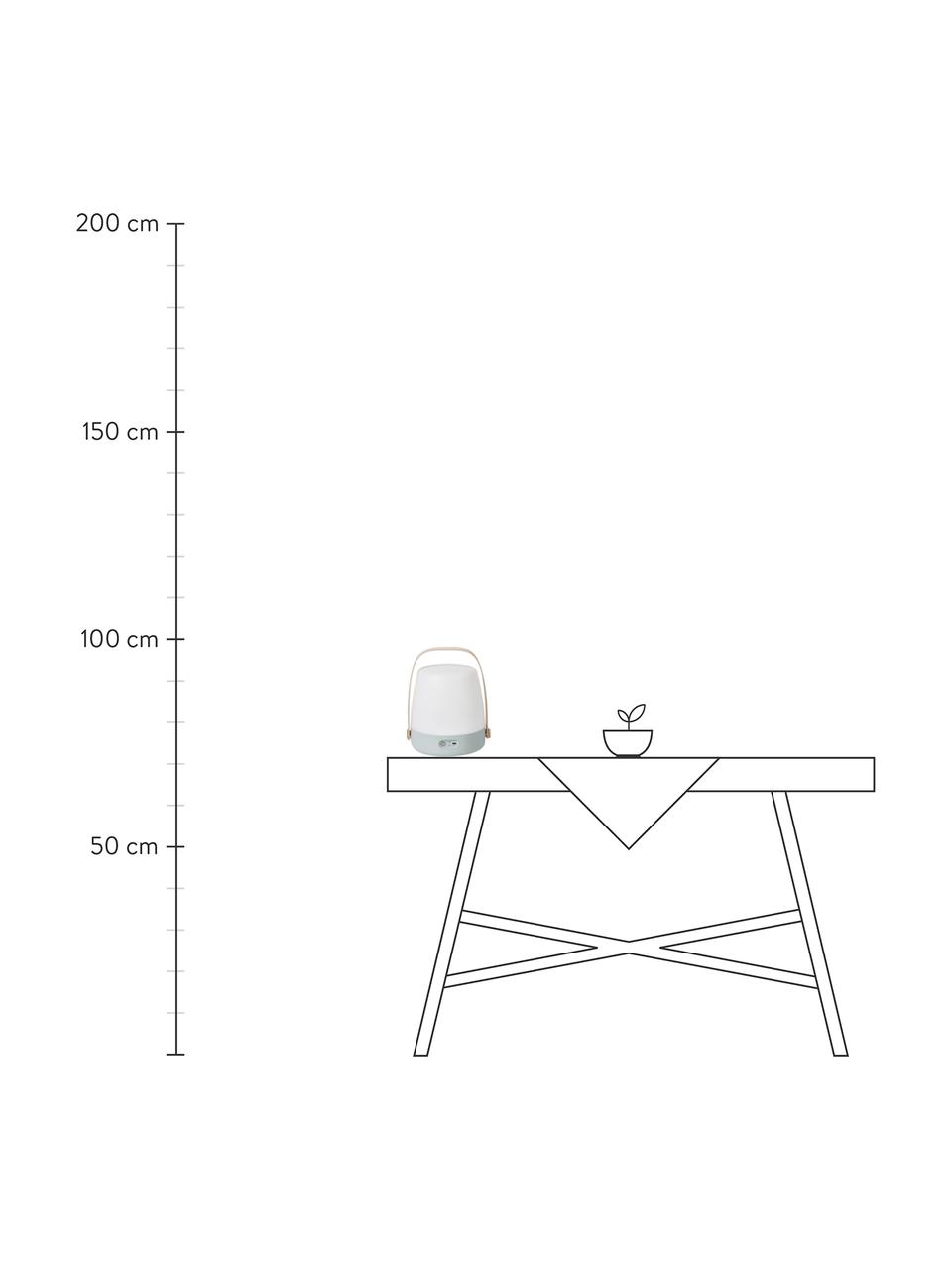 Lampada portatile dimmerabile da esterno Lite-up, Paralume: materiale sintetico, Struttura: legno, silicone, Manico: legno, Blu, bianco, marrone chiaro, Ø 20 x Alt. 26 cm