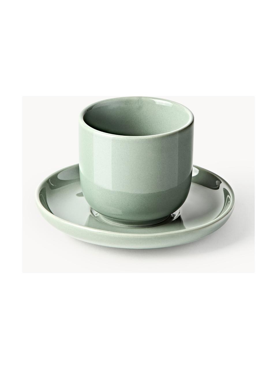 Tazas de café espresso con platitos de porcelana Nessa, 4 uds