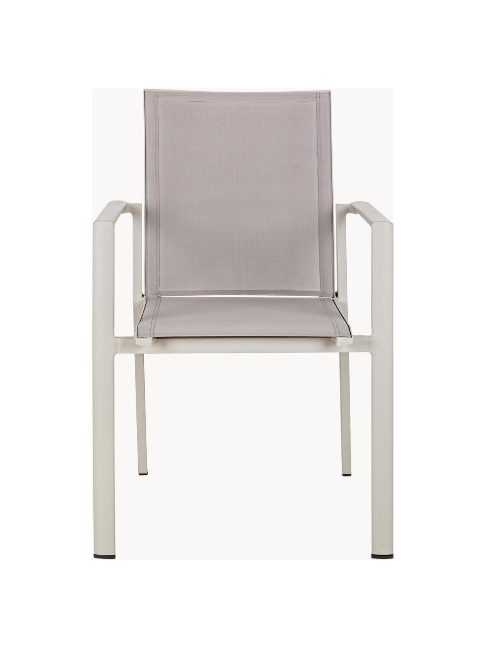 Ogrodowe krzesło z podłokietnikami Konnor, Tapicerka: tkanina, Stelaż: aluminium malowane proszk, Szary, jasny beżowy, S 56 x G 60 cm