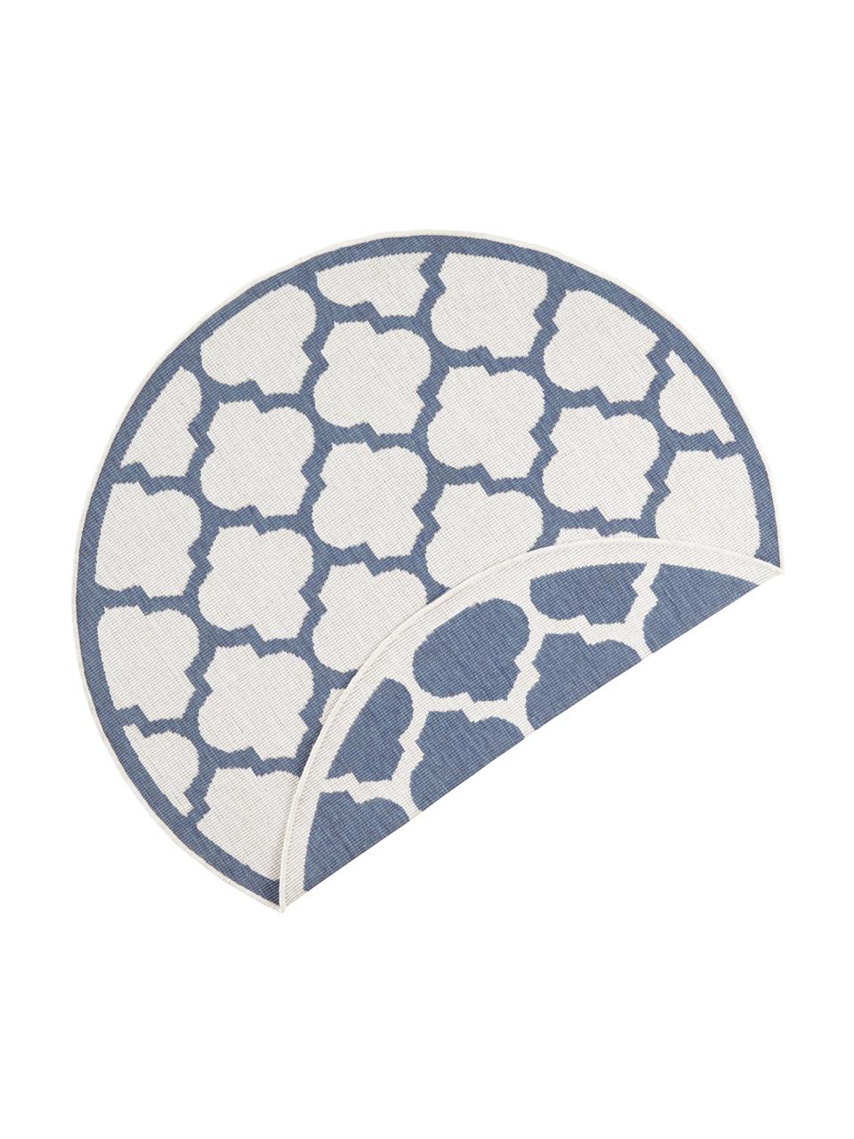 Okrągły dwustronny dywan wewnętrzny/zewnętrzny Palermo, Niebieski, kremowy, Ø 140 cm (Rozmiar M)