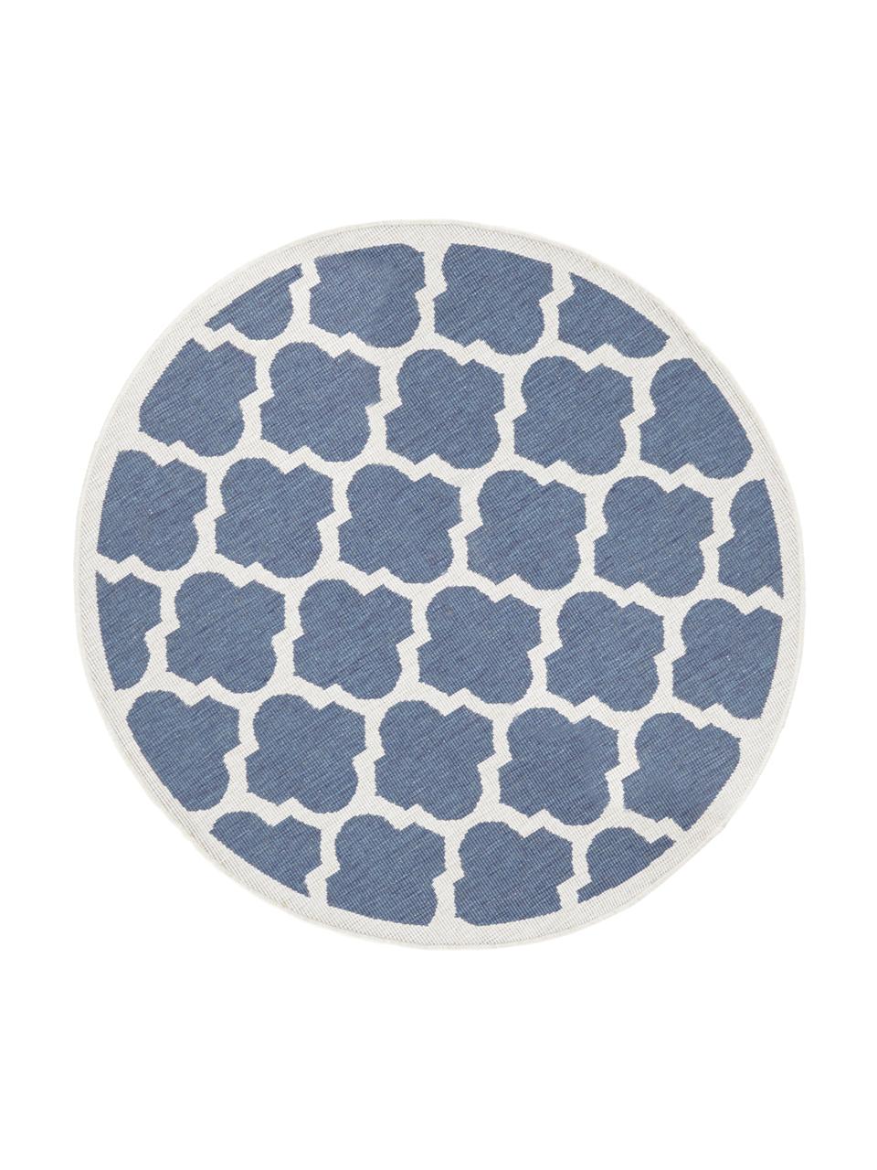 Kulatý vnitřní a venkovní oboustranný koberec Palermo, Modrá, krémová