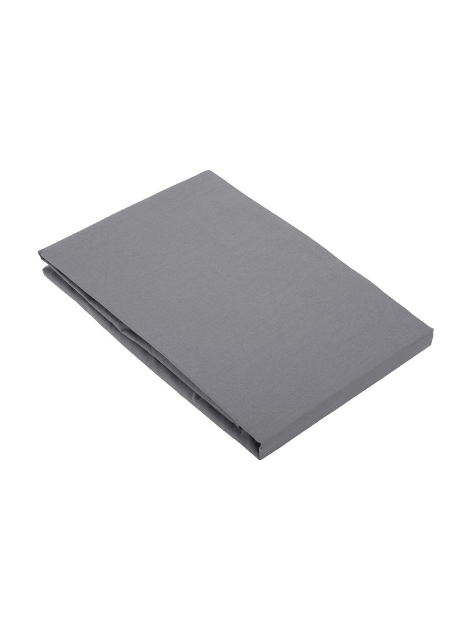 Drap-housse gris foncé en percale Elsie, Gris foncé, larg. 90 x long. 200 cm