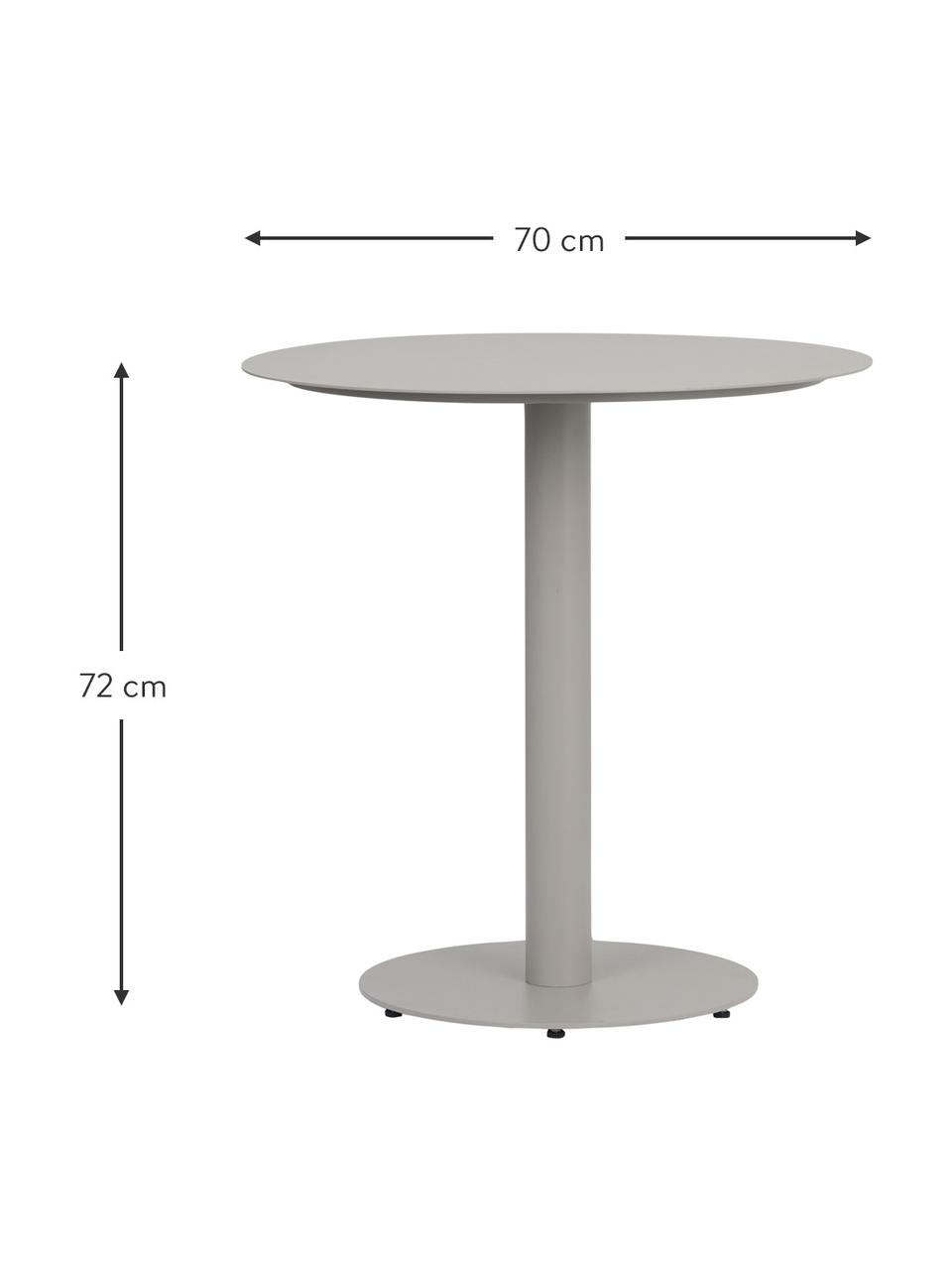 Kovový zahradní stůl Troy, Potažený kov, Světle šedá, Ø 70 cm, V 72 cm