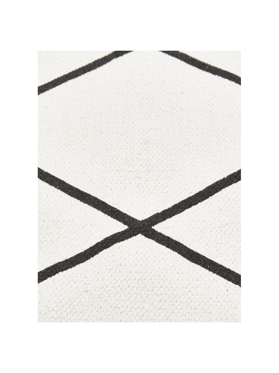 Alfombra de algodón Farah, 100% algodón, Blanco crema, negro, An 50 x L 80 cm (Tamaño XXS)