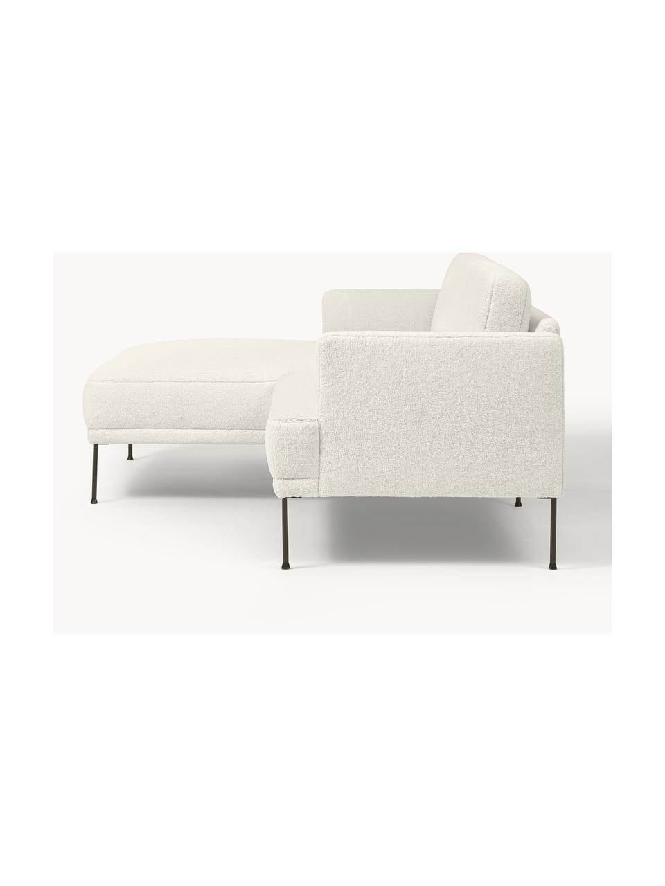 Kleines Ecksofa Fluente aus Teddystoff, Bezug: 100 % Polyester Der strap, Gestell: Massives Kiefernholz, Bir, Teddy Off White, B 198 x T 152 cm, Eckteil rechts