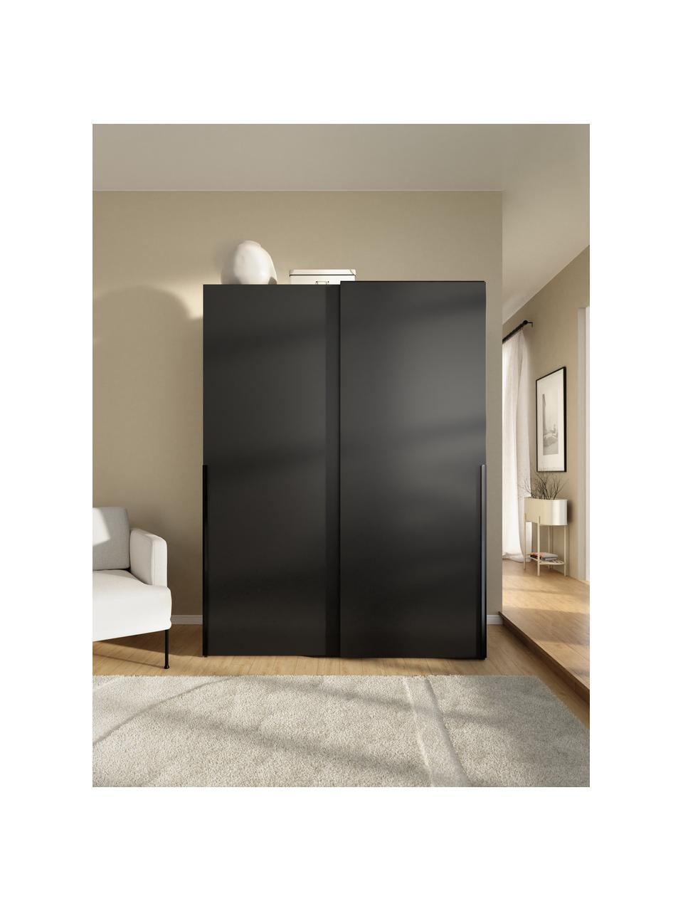 Armadio componibile con ante battenti Leon, larg. 150 cm, diverse varianti, Nero, Interno Basic, larg. 150 x alt. 200 cm
