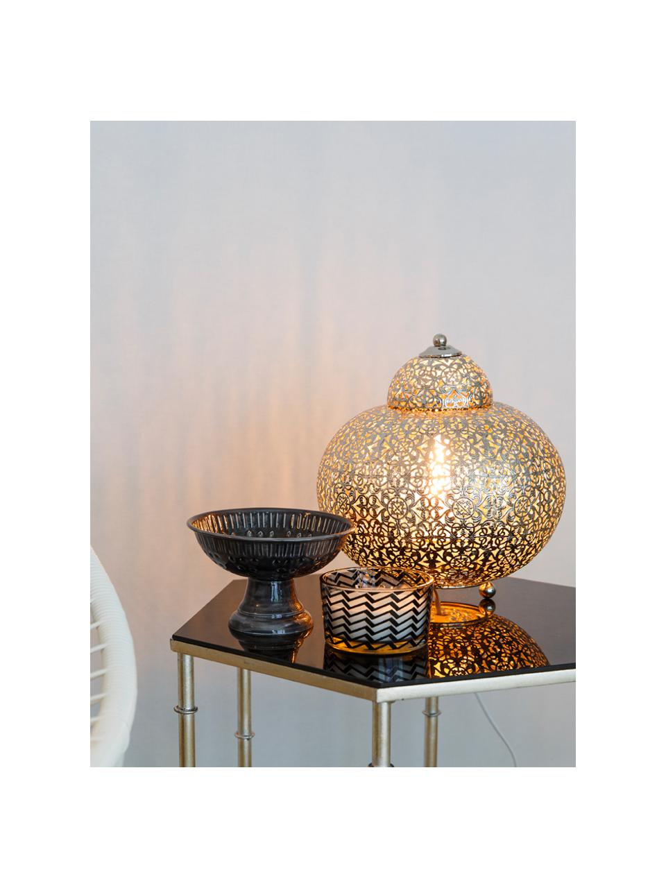 Nočná stolová lampa Marocco, Niklová