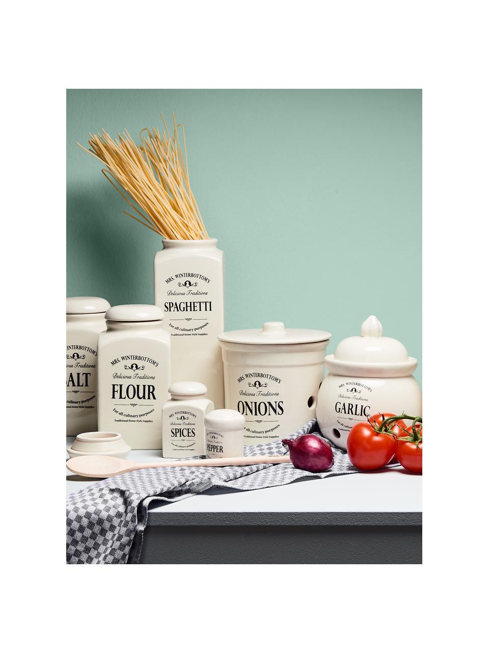 Contenitore Mrs Winterbottoms Flour, Gres, Bianco crema, nero, Ø 11 x Alt. 21 cm, 1,3 L