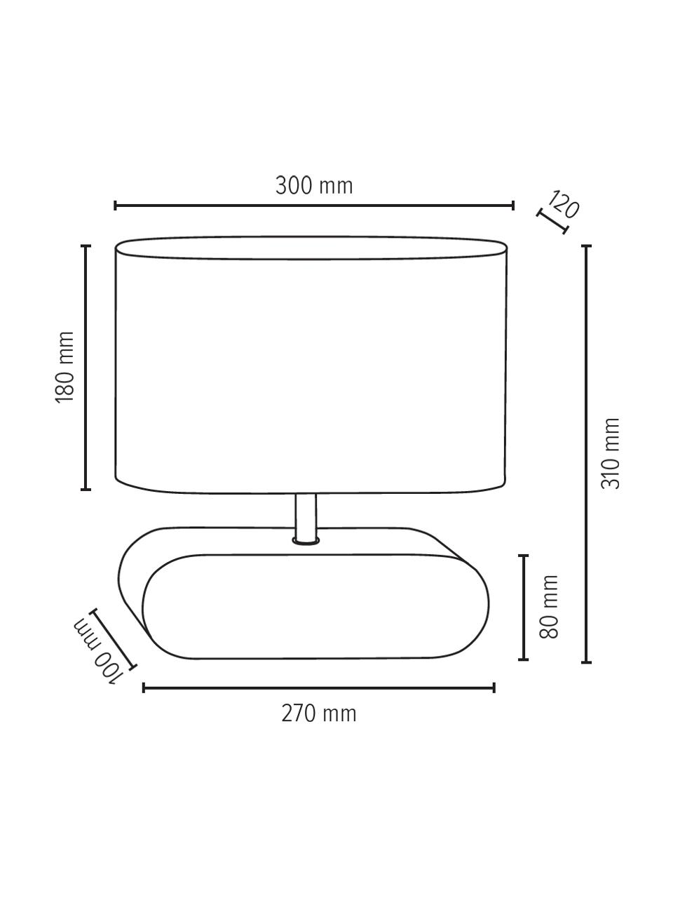 Lámpara de mesa pequeña de roble Marinna, Pantalla: tela, Cable: plástico, Crema, marrón, An 30 x Al 31 cm