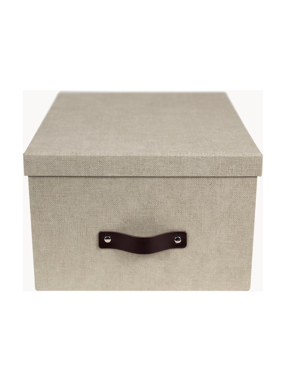 Aufbewahrungsbox Gustav, 2 Stück, Box: Canvas, fester Karton (10, Griff: Leder, Beige, B 23 x T 30 cm