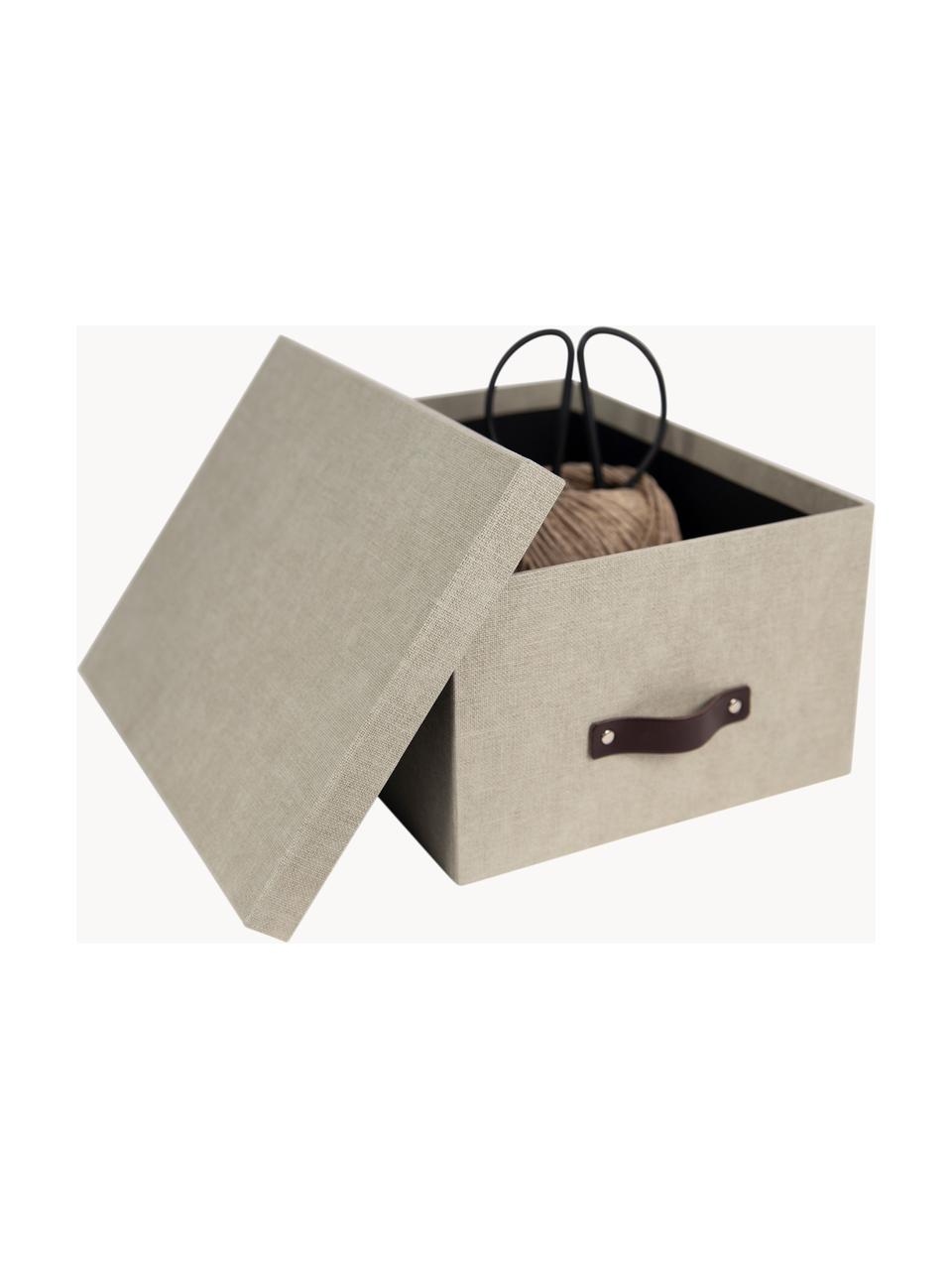 Aufbewahrungsbox Gustav, 2 Stück, Box: Canvas, fester Karton (10, Griff: Leder, Beige, B 23 x T 30 cm