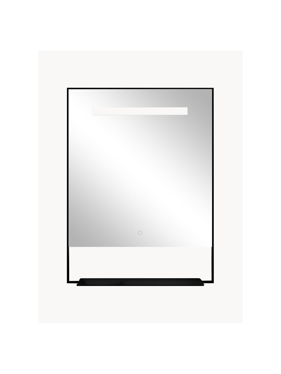 Wandspiegel Castore Ghost mit LED-Beleuchtung, verschiedene Größen, Rahmen: Metall, lackiert, Spiegelfläche: Spiegelglas, Schwarz, B 60 x H 80 cm