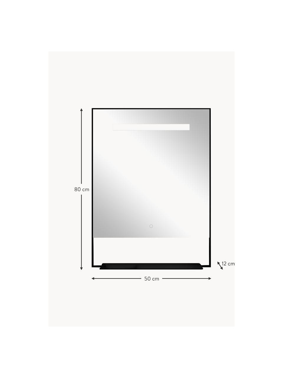 Nástěnné zrcadlo s LED podsvícením Castore Ghost, různé velikosti, Černá, Š 50 cm, V 80 cm