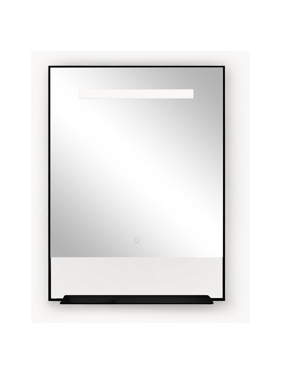 Wandspiegel Castore Ghost mit LED-Beleuchtung, verschiedene Grössen, Rahmen: Metall, lackiert, Spiegelfläche: Spiegelglas, Schwarz, B 50 x H 80 cm
