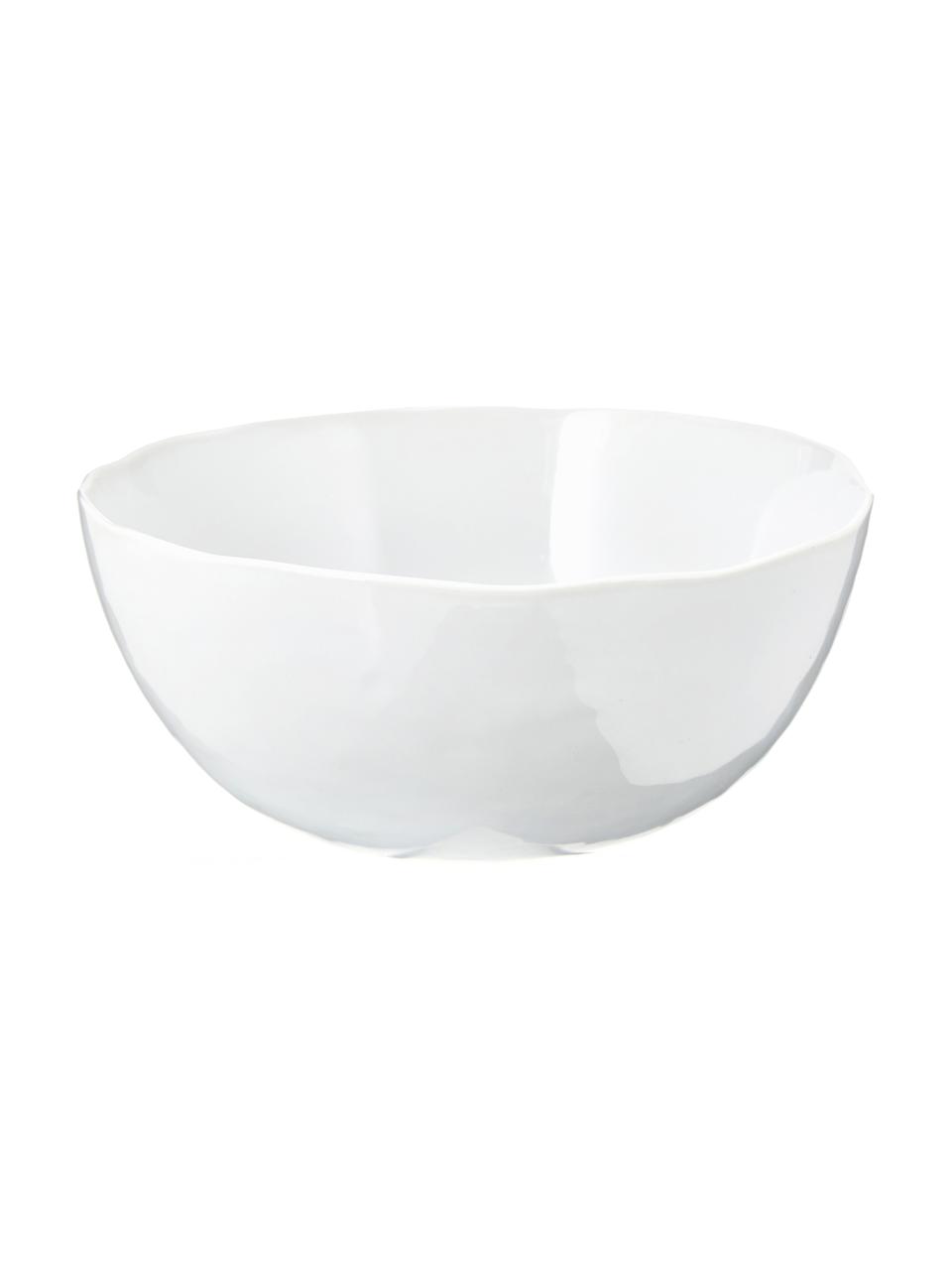 Schüssel Porcelino mit unebener Oberfläche, Porzellan, gewollt ungleichmäßig, Weiß, Ø 24 x H 10 cm