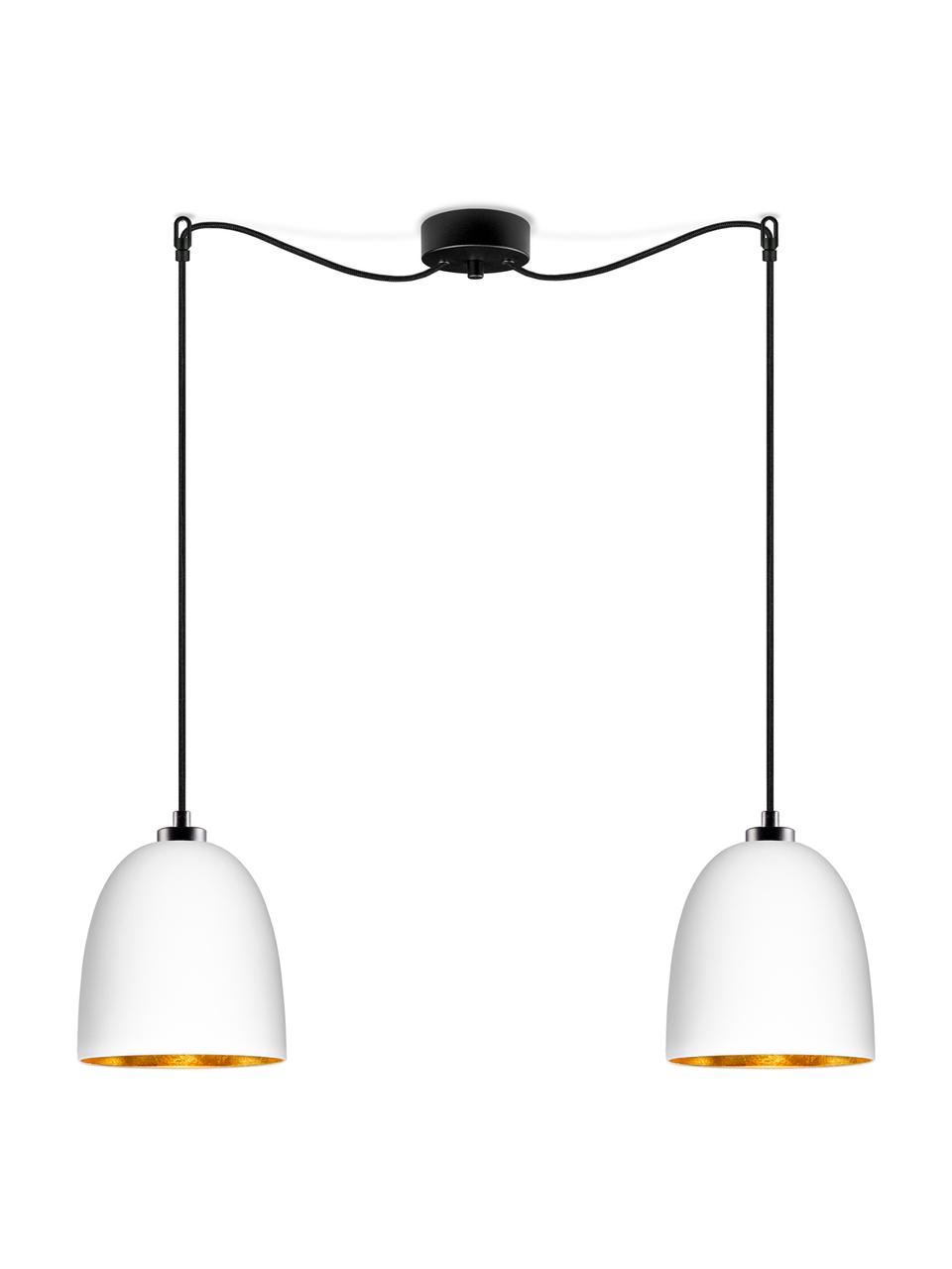 Hanglamp Awa Double van glas, Baldakijn: gepoedercoat staal, Wit, zwart, 67 x 155 cm