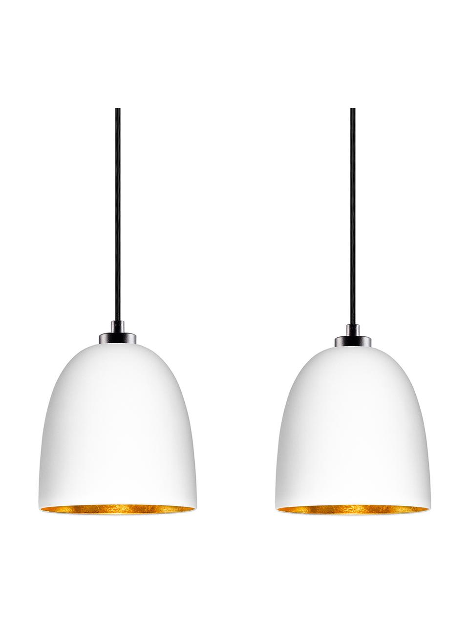Lámpara de techo Awa Double, Anclaje: acero con pintura en polv, Cable: cubierto en tela, Blanco, negro, An 67 x Al 155 cm