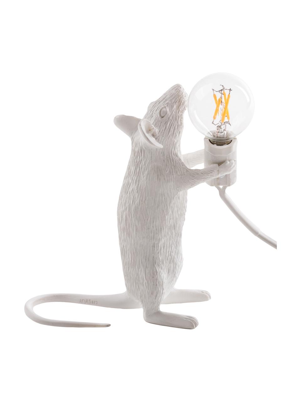 Kleine Design Tischlampe Mouse, Weiß, 6 x 15 cm