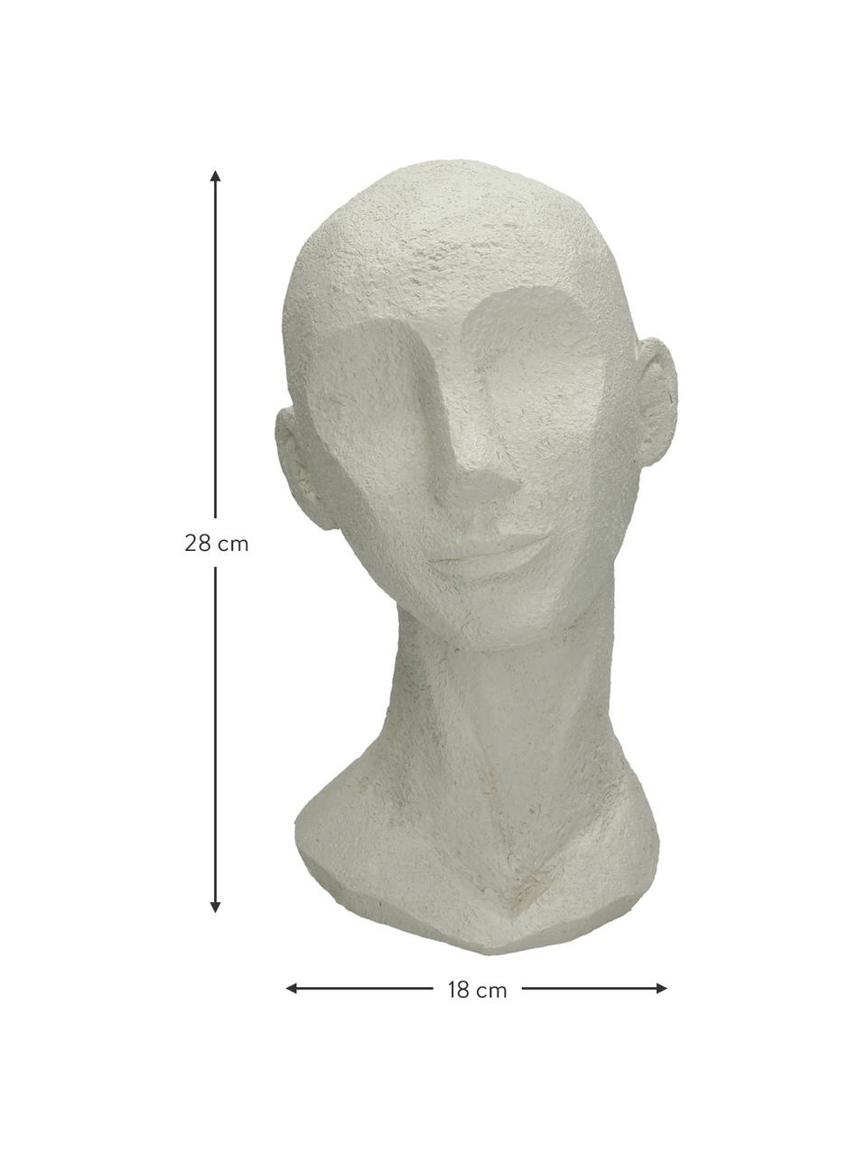 Objet déco Head, Polyrésine, Blanc cassé, larg. 18 x haut. 28 cm