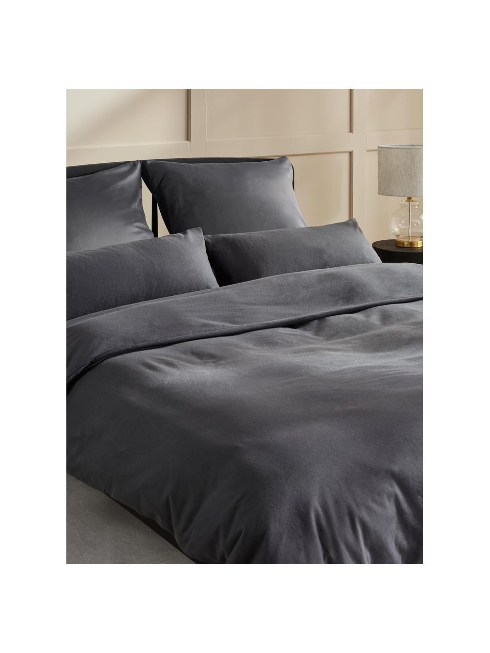 Funda nórdica de franela Biba, Gris oscuro, Cama 135/140 cm (200 x 200 cm)