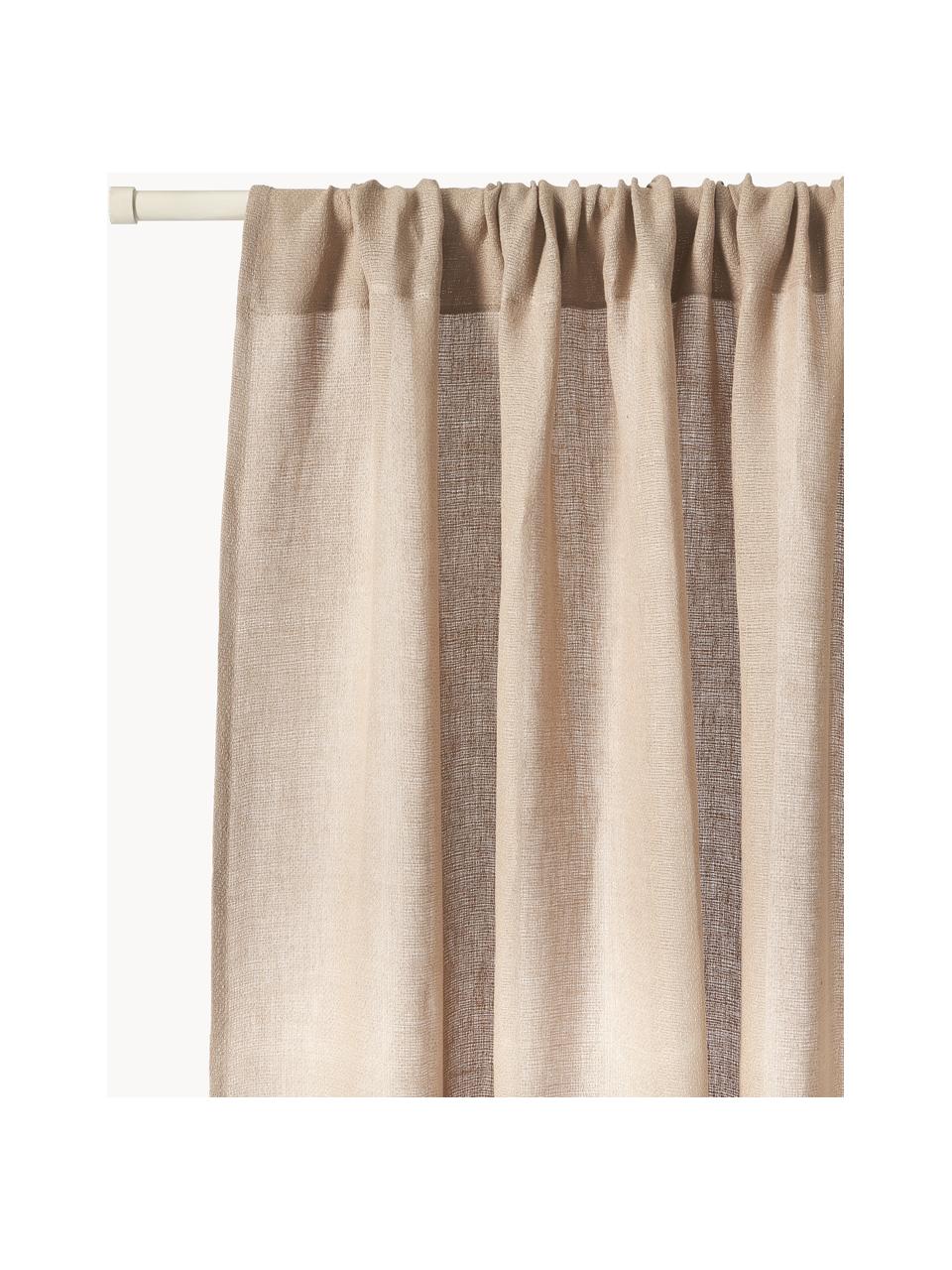 Rideaux semi-transparents avec coulisses supérieures Harmony, 2 pièces, 100 % pur lin, Beige, larg. 140 x long. 260 cm