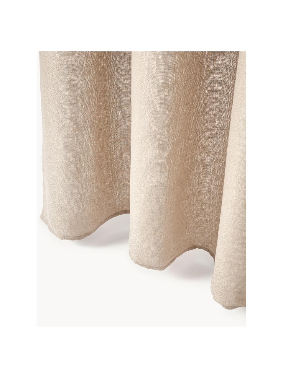 Cortina semitransparente con dobladillo Harmony, 2 uds., 100% lino, Beige, Cama 80 cm (135 x 200 cm)