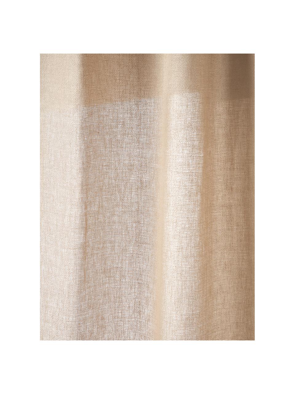 Semi-transparant gordijn Harmony met tunnelzoom, 2 stuks, 100% linnen, Beige, B 140 x L 260 cm