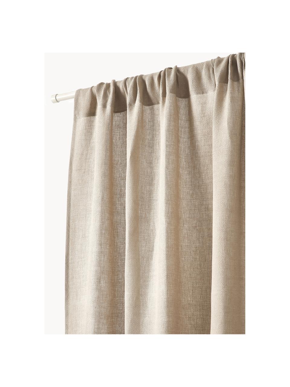 Halbtransparente Gardinen Harmony mit Tunnelsaum, 2 Stück, 100 % Leinen, Beige, B 140 x L 260 cm