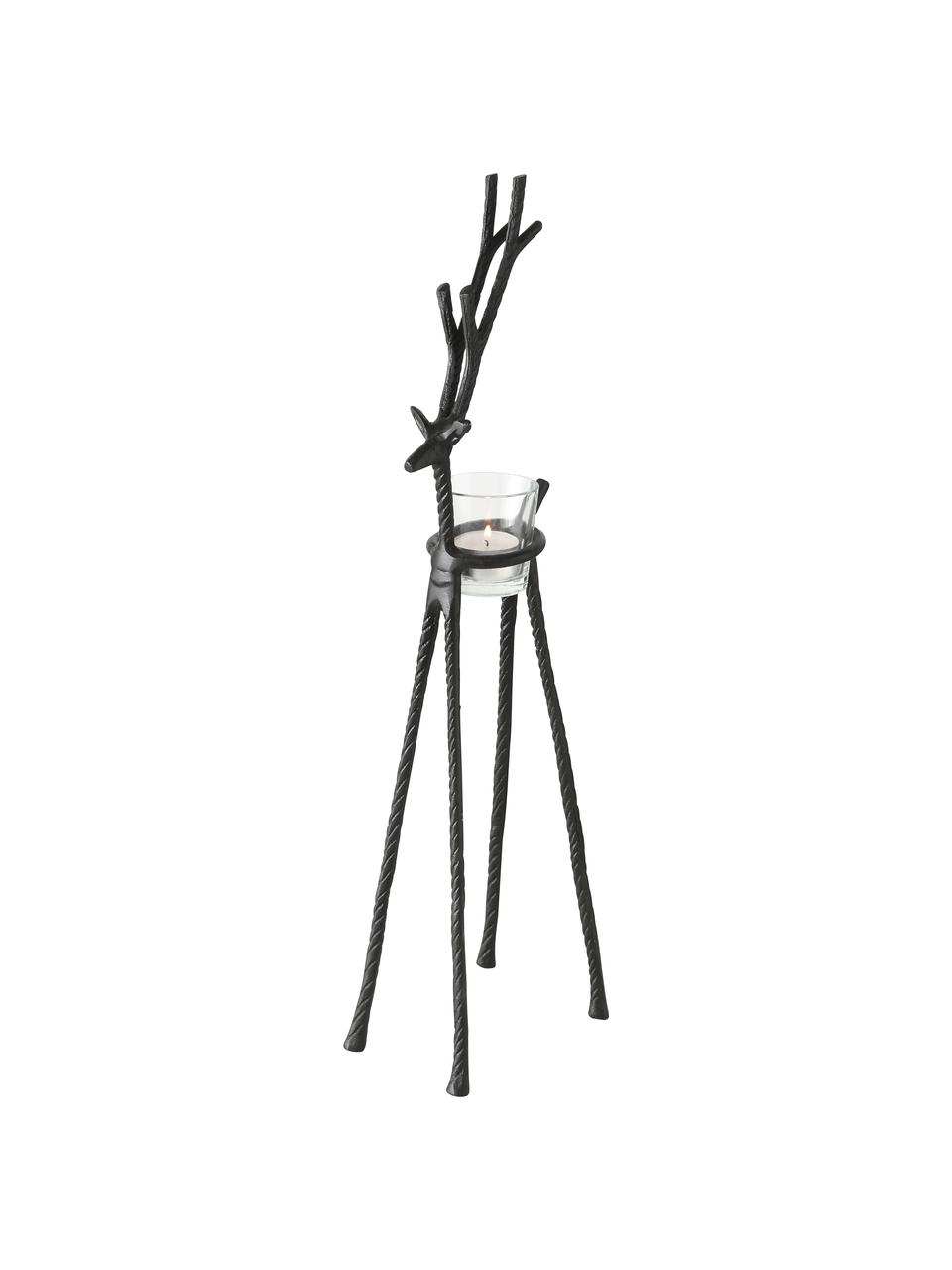 Waxinelichthoudersset Alfred, set van 3, Frame: gecoat aluminium, Zwart, Set met verschillende formaten
